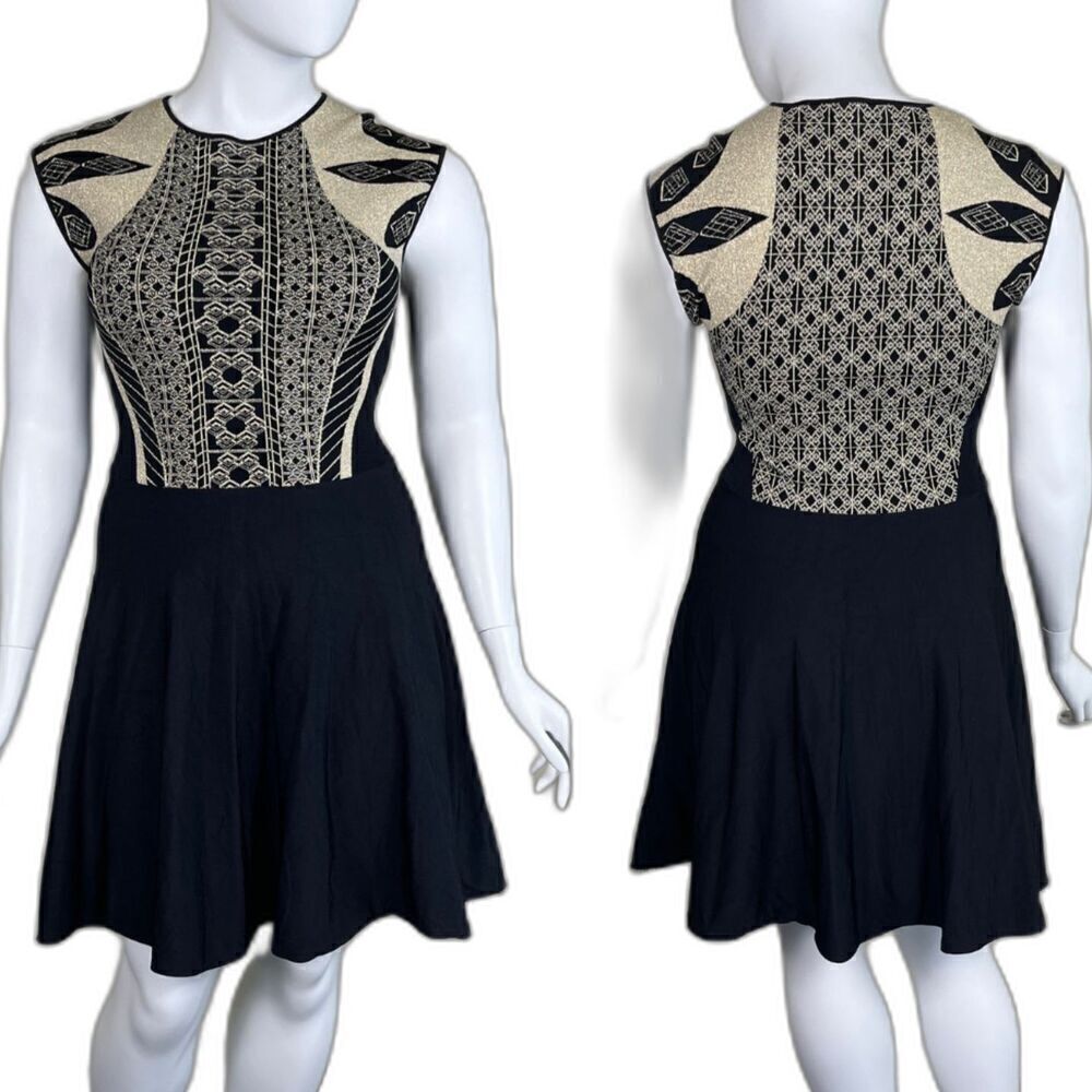 Ted Baker Women's Size L Jenkin Knitted Jacquard Skater Fit & Flare Mini Dress